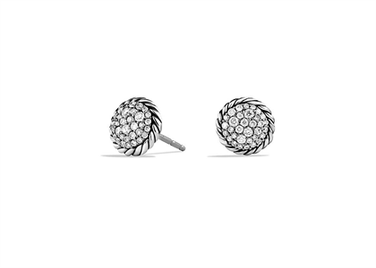 Rhodium Plated CZ Studded Twisted Stud Earring